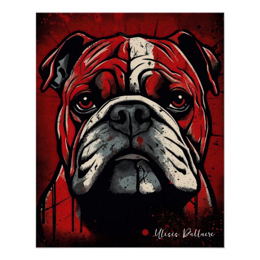 De Bulldog, Rood en Zwart 002 - Ulises Dallaire Perfect Poster (Voorkant)