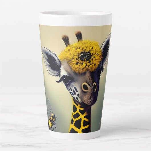 De Bumble Giraffe Digital Art Latte Mok (Voorkant)