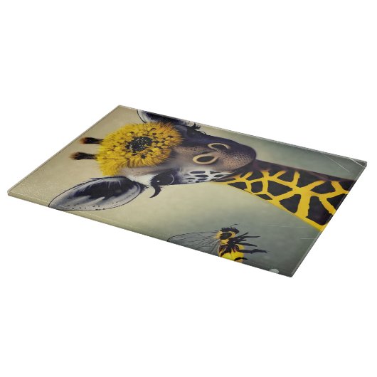 De Bumble Giraffe Whimsical Digitale Kunst Snijplank (Hoek)