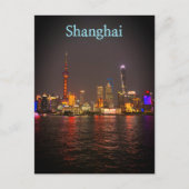 De Bund, Shanghai net na zonsondergang. Briefkaart (Voorkant)