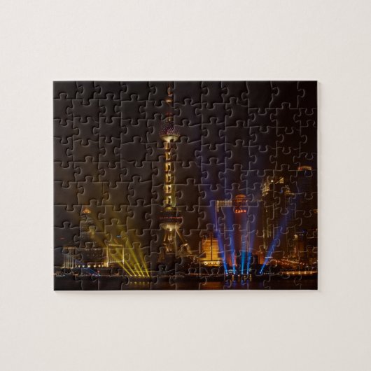 De Bund (waterfront) in Shanghai. Kijken Legpuzzel (Horizontaal)