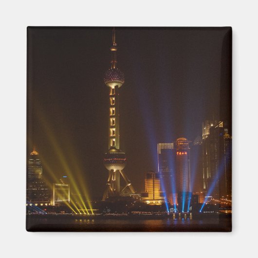 De Bund (waterfront) in Shanghai. Kijken Magneet (Voorkant)