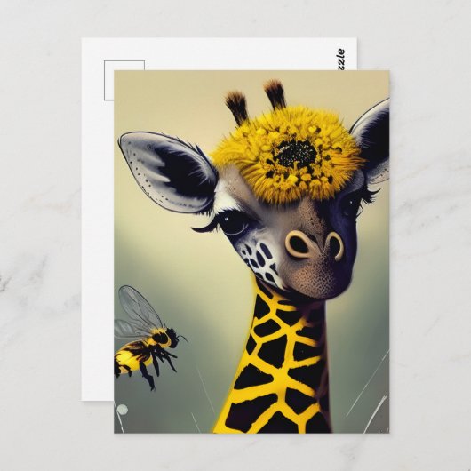 De bundel Giraffe Whimsical Digital Art Briefkaart (Voorkant / Achterkant)