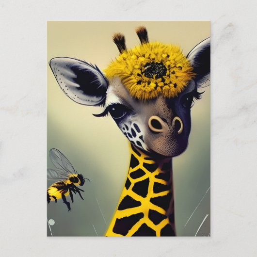 De bundel Giraffe Whimsical Digital Art Briefkaart (Voorkant)