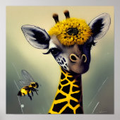 De bundel Giraffe Whimsical Digital Art Poster (Voorkant)