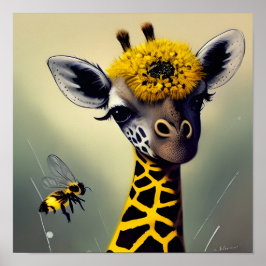 De bundel Giraffe Whimsical Digital Art Poster