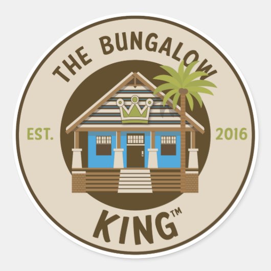 De Bungalow King - Ronde Sticker (Voorkant)