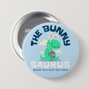 De Bunny Saurus Gelukkig Pasen Knop Ronde Button 7,6 Cm