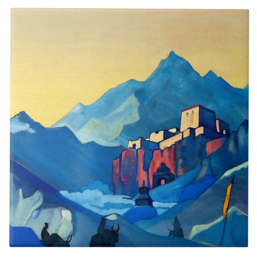 “De Burcht van de Geest” door Nicholas Roerich Tegeltje (Voorkant)