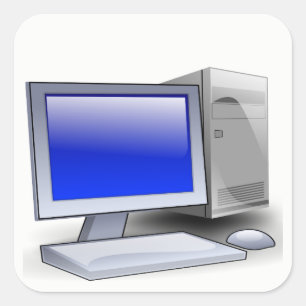 De Bureaucomputer van Vierkante Sticker