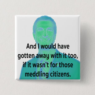 De burgemeester spreekt vierkante button 5,1 cm