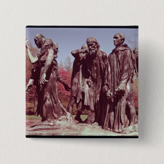 De Burghers van Calais Vierkante Button 5,1 Cm (Voorkant)