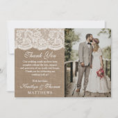 De Burlap & Lace bruiloft Collectie Foto Bedankkaart (Voorkant)