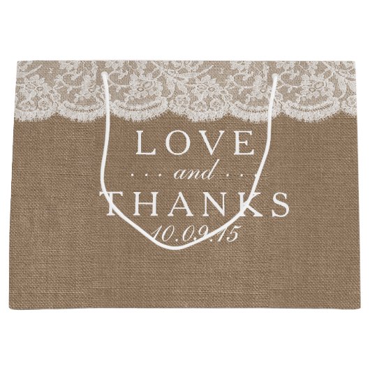 De Burlap & Lace bruiloft Collectie geschenktassen Groot Cadeauzakje (Voorkant)