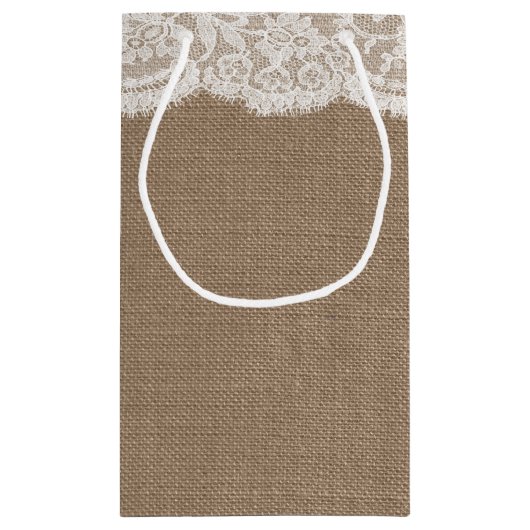 De Burlap & Lace bruiloft Collectie geschenktassen Klein Cadeauzakje (Achterkant)