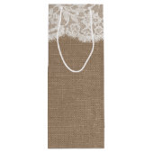 De Burlap & Lace bruiloft Collectie geschenktassen Wijn Cadeautas (Achterkant)