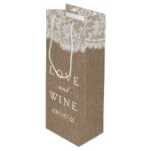 De Burlap & Lace bruiloft Collectie geschenktassen Wijn Cadeautas (Voorkant Gekanteld)
