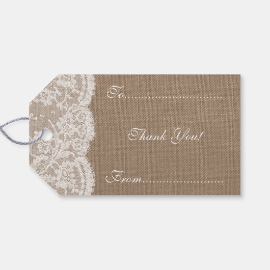 De Burlap & Lace bruiloft Collectie Labels Cadeaulabel (Achterkant Horizontaal)