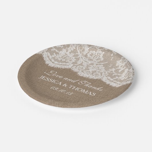 De Burlap & Lace Trouwcollectie Papieren Bordje (Gekanteld)