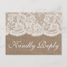 De Burlap & Lace Trouwcollectie RSVP Uitnodiging Briefkaart