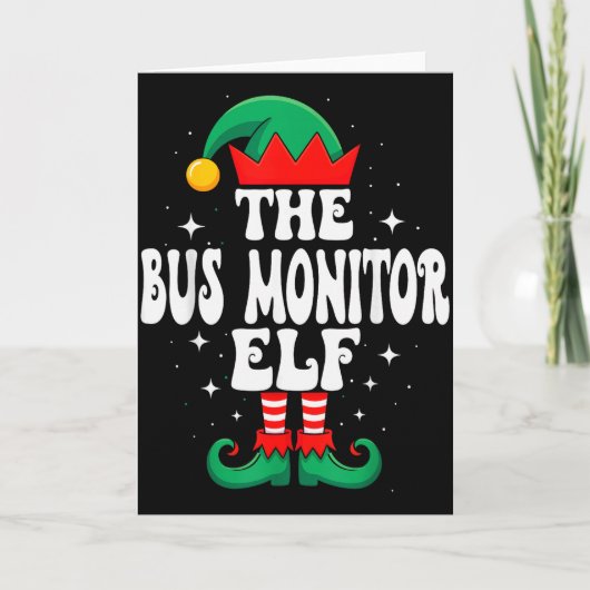 De Bus Monitor Elf Grappig Kerst Pasend Familie Kaart (Voorkant)