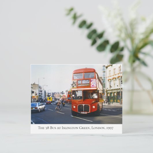 De bus van 38 naar Islington Green in het voorjaar Briefkaart (Staand voorkant)