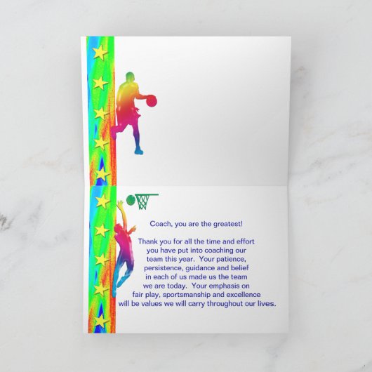 De Bus van het basketbal dankt u kaardt Bedankkaart (Binnen)
