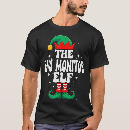 De Busmonitor Elf Leuke Kerst Matching Familie T-shirt (Voorkant)