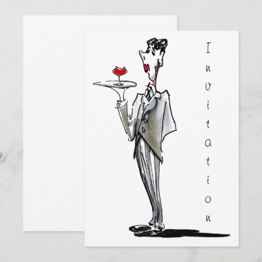 De butler-uitnodiging kaart (Voorkant / Achterkant)