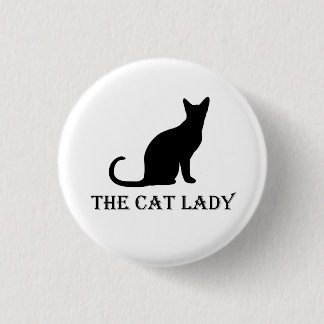De Button Cat Lady Pinback Badge
