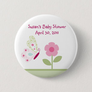 De Button/de Spelden van de Bloem van de Vlinder Ronde Button 5,7 Cm
