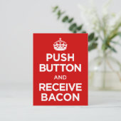 De Button van de duw ontvangt Bacon - houd Calm Pa Briefkaart (Staand voorkant)