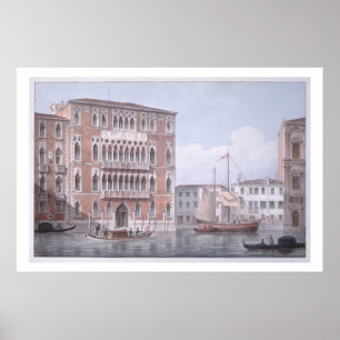 De Ca' Foscari, Venetië, gegraveerd door Brizeghel Poster