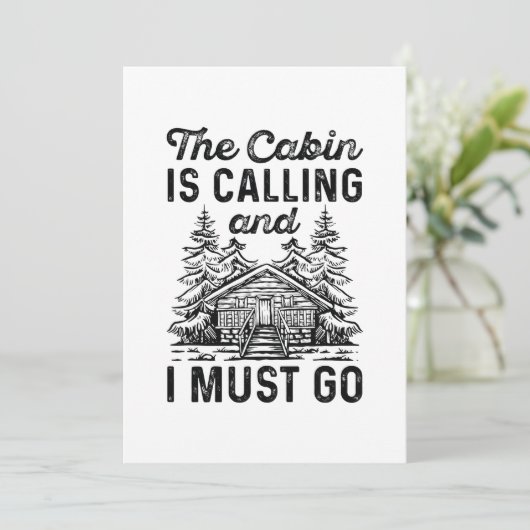 De Cabin belt en ik moet gaan. Bedankkaart (Staand voorkant)