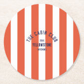 De Cabin Club Custom Crest Red Park Stripe Ronde Kartonnen Onderzetter (Voorkant)