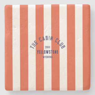 De Cabin Club Custom Crest Red Park Stripe Stenen Onderzetter