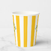 De Cabin Club Custom Crest Yellow Park Stripe Papieren Bekers (Rechts)