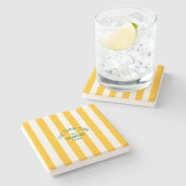 De Cabin Club Custom Crest Yellow Park Stripe Stenen Onderzetter (Zijkant)