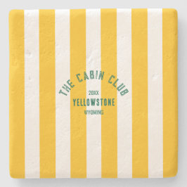 De Cabin Club Custom Crest Yellow Park Stripe Stenen Onderzetter