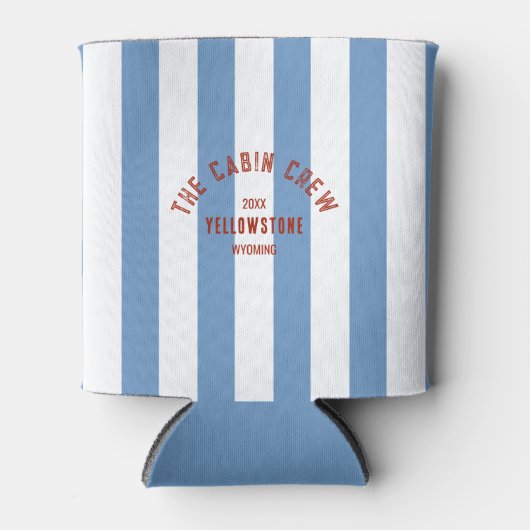 De Cabin Crew Custom Crest Blue Park Stripe Blikjeskoeler (Voorkant)