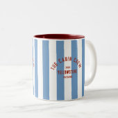 De Cabin Crew Custom Crest Blue Park Stripe Tweekleurige Koffiemok (Voorkant rechts)