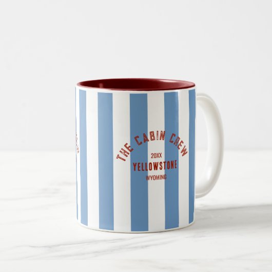 De Cabin Crew Custom Crest Blue Park Stripe Tweekleurige Koffiemok (Voorkant rechts)