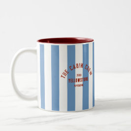 De Cabin Crew Custom Crest Blue Park Stripe Tweekleurige Koffiemok