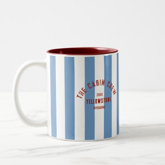 De Cabin Crew Custom Crest Blue Park Stripe Tweekleurige Koffiemok (Links)