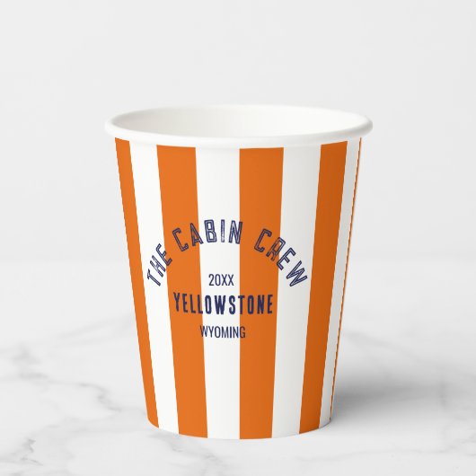 De Cabin Crew Custom Crest Sinaasappel Park Stripe Papieren Bekers (Achterkant)