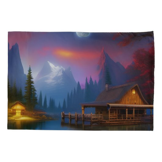 De Cabin in de Cove onder de maan Kussensloop (Achterkant-Links)