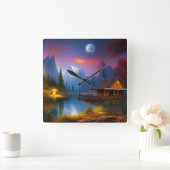 De Cabin in de Cove onder de maan Vierkante Klok (Huis)