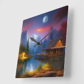 De Cabin in de Cove onder de maan Vierkante Klok (Hoek)