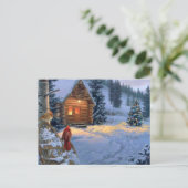 De Cabine van de sneeuw met de Vogels van Kerstmis Feestdagenkaart (Staand voorkant)