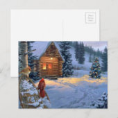 De Cabine van de sneeuw met de Vogels van Kerstmis Feestdagenkaart (Voorkant / Achterkant)